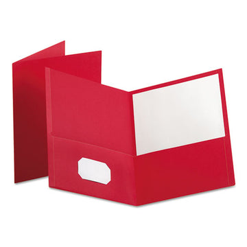 Oxford™ Twin-pocket Folder, Embossed Leather Grain Paper, 0.5" Capacity, 11 X 8.5, Red, 25-box freeshipping - TVN Wholesale